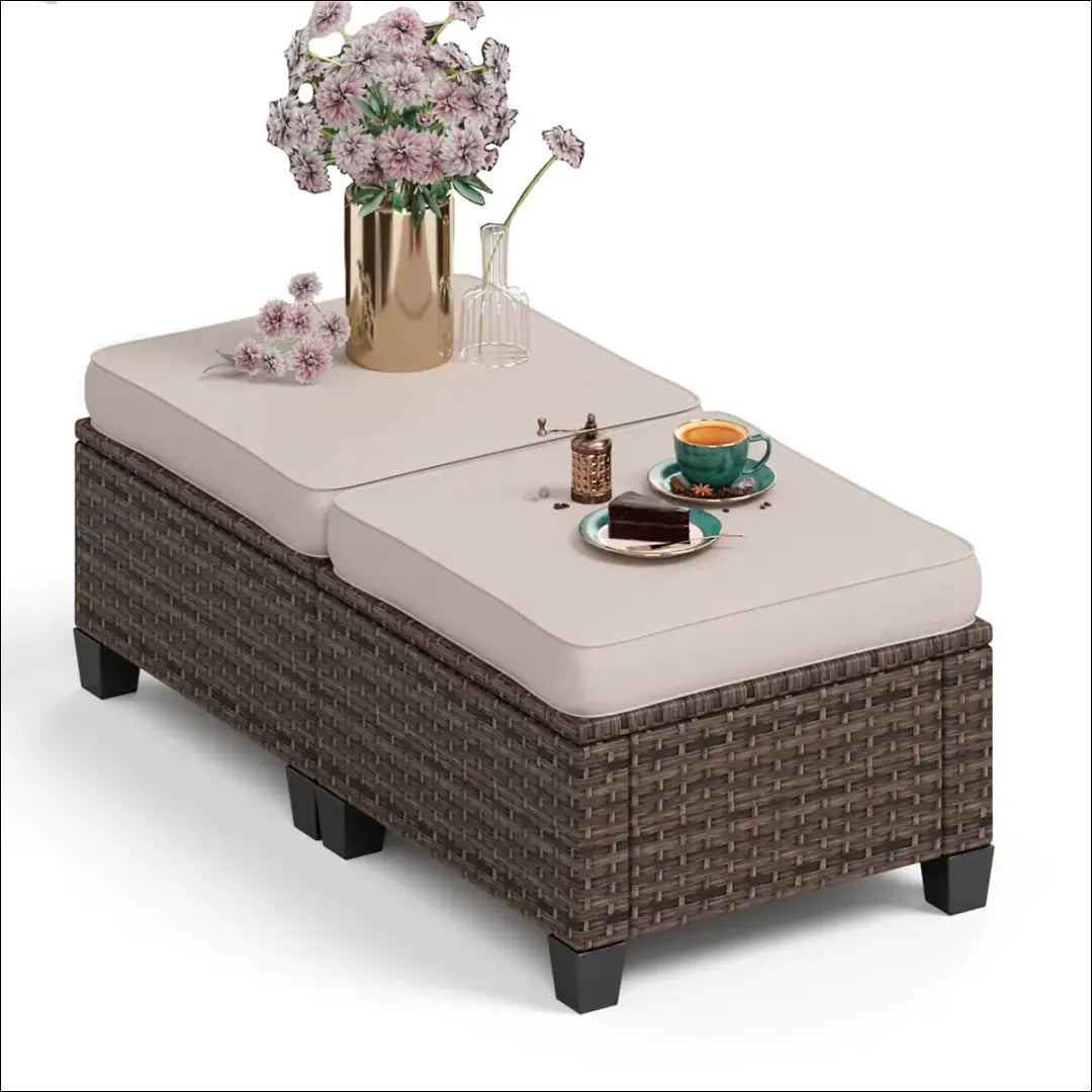 Lauko pufų komplektas (2vnt) LI835 - €114 Save 50% 100-200, __label:Pristatymas 1-2 d.d., color-kremas, color-ruda,