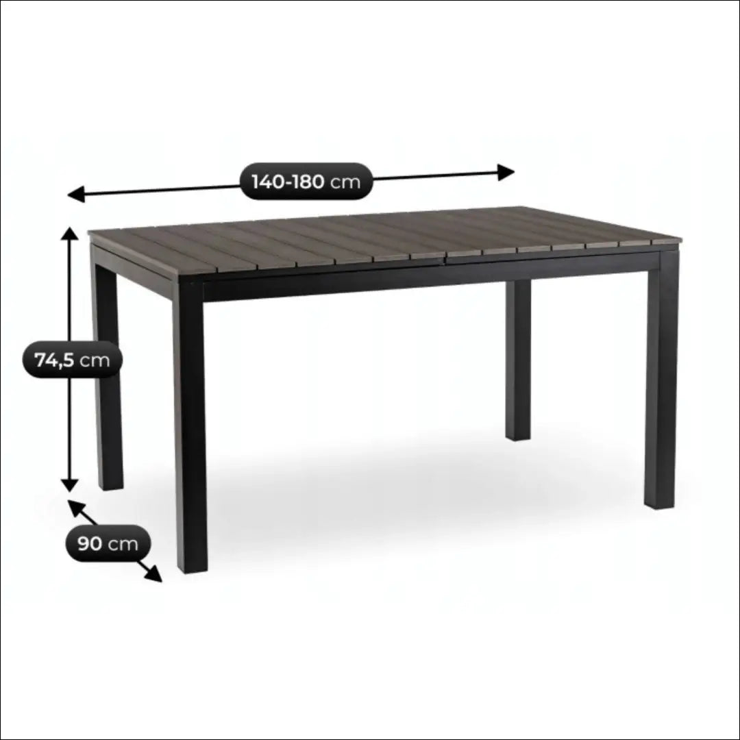 Lauko stalas iš kompozito juodos spalvos / ąžuolo 140-180 cm TE1176 - €334 Save 15% __label:Pristatymas 5-14 d.d.,
