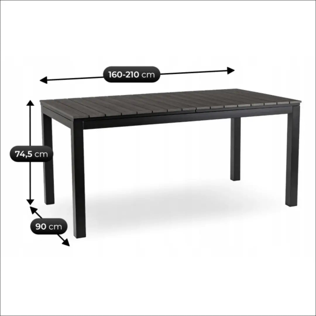 Lauko stalas iš kompozito juodos spalvos / ąžuolo 160-210 cm TE1177 - €358 Save 15% __label:Pristatymas 5-14 d.d.,
