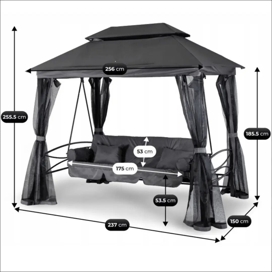 Lauko sūpynės su hidrofobiniu audiniu juodos spalvos / pilkos TE1242 - €546 Save 15% __label:Pristatymas 5-14 d.d.,