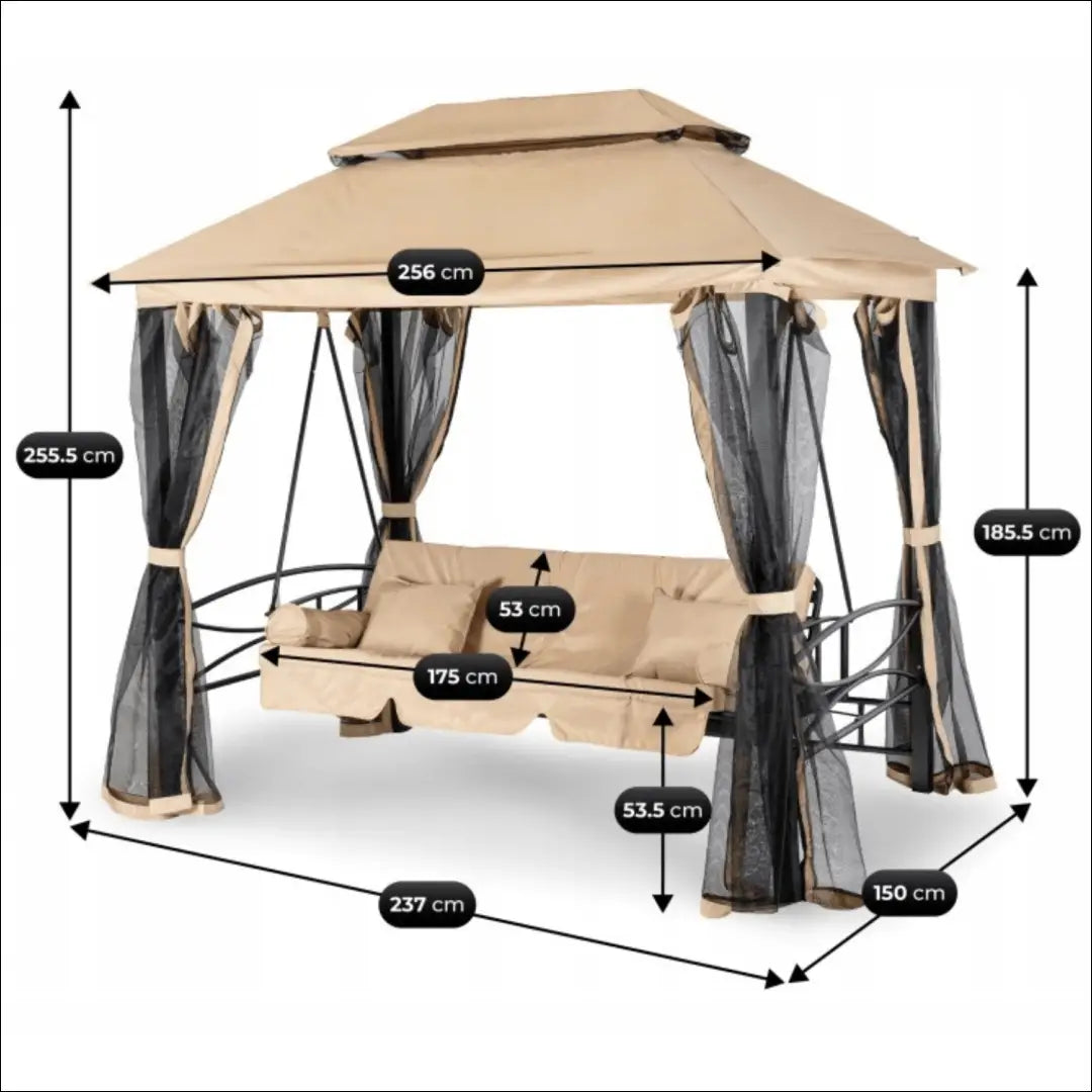 Lauko sūpynės su hidrofobiniu audiniu juodos spalvos / smėlio TE1241 - €546 Save 15% __label:Pristatymas 5-14 d.d.,