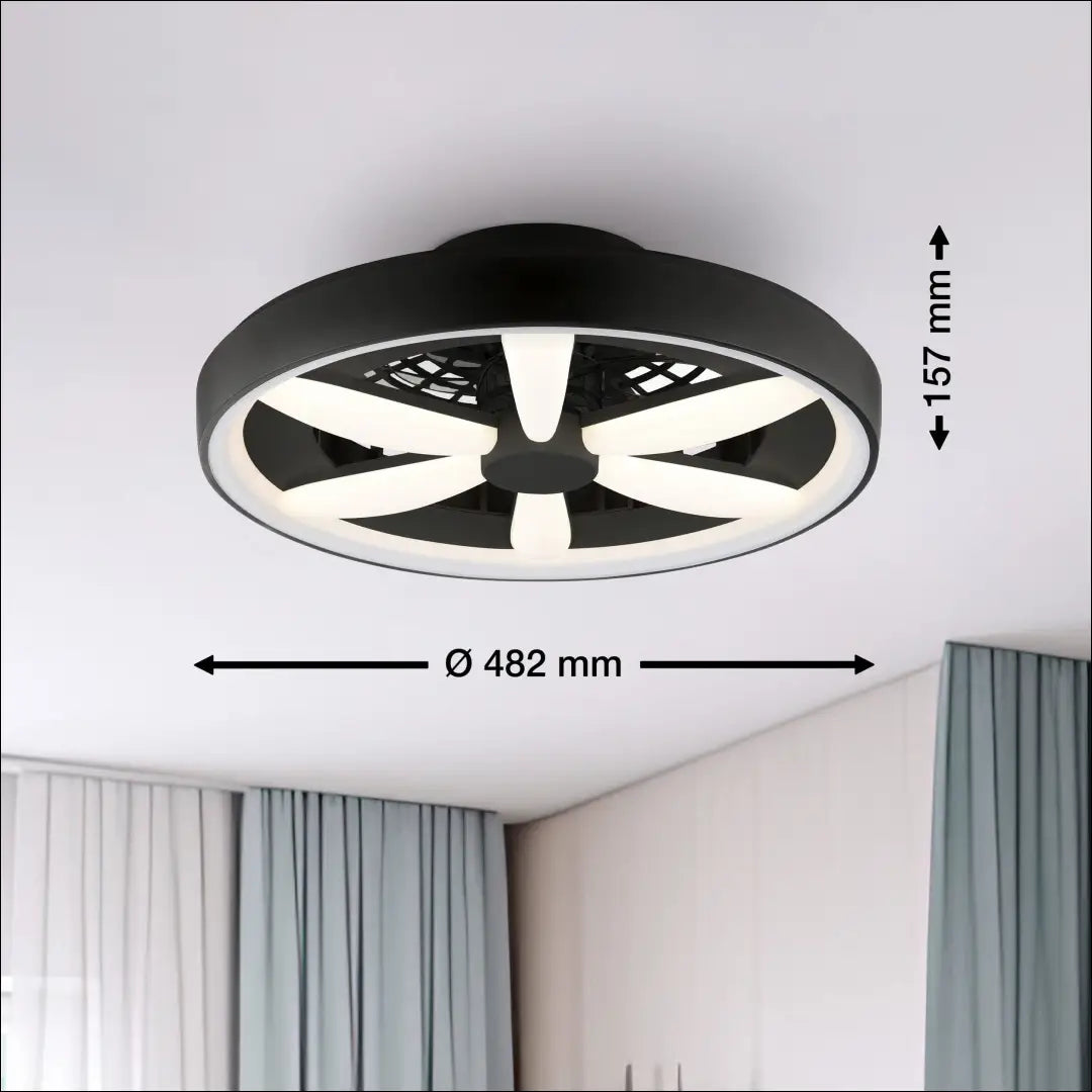 LED lubinis šviestuvas - ventiliatorius DI12434 - €70 Save 50% 50-100, __label:Pristatymas 1-2 d.d., color-juoda,