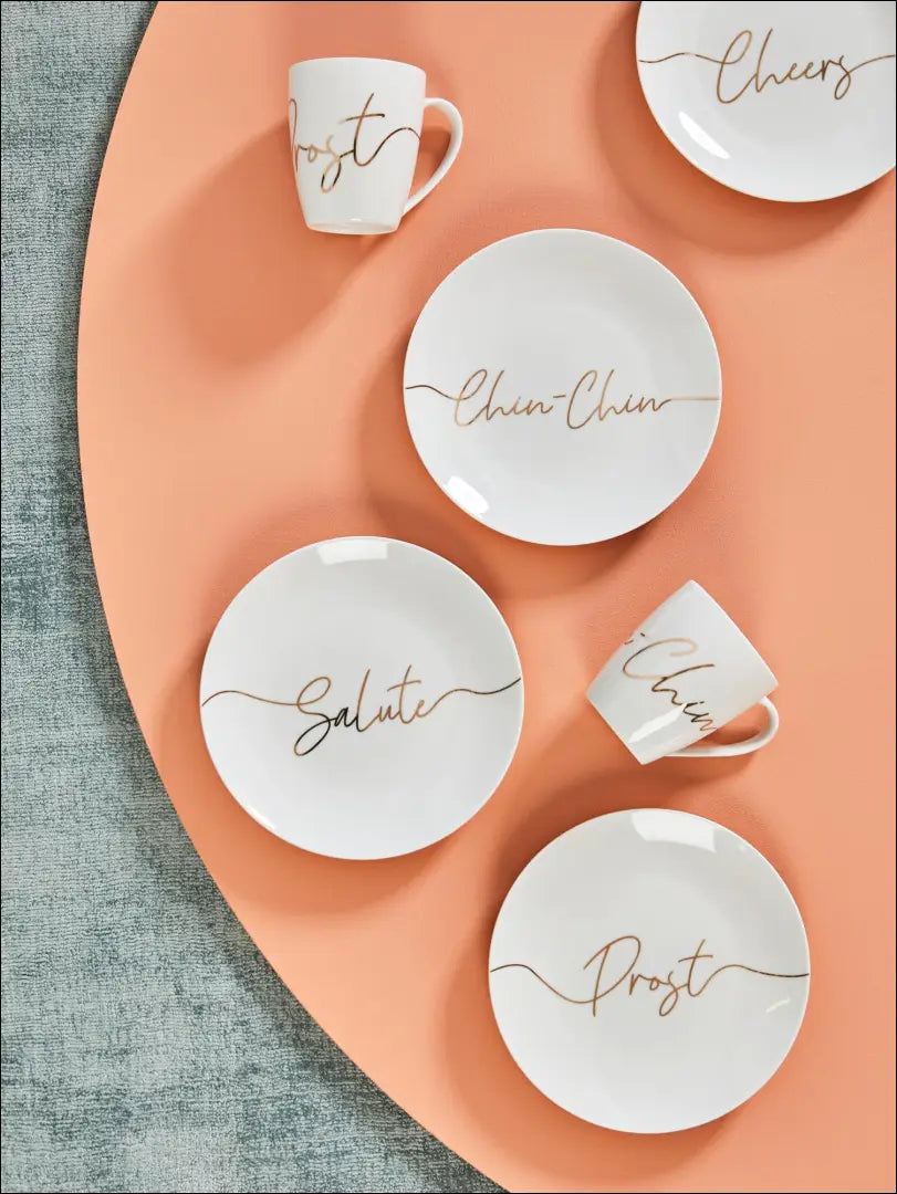 Lėkščių komplektas (4vnt) DI3816 - €12 Save 70% __label:Pristatymas 1-2 d.d., color-auksine, color-balta, indai,
