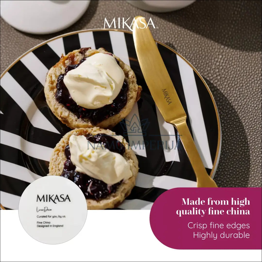 Lėkštučių komplektas (4vnt) ’Mikasa’ DI9237 - €20 Save 50% __label:Pristatymas 1-2 d.d., color-auksine, color-balta,
