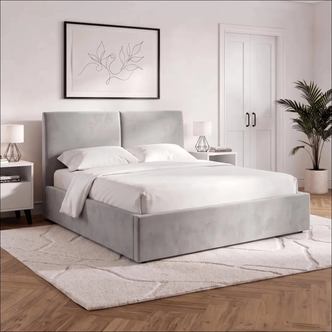 Lova 120x200 su daiktadėže pilka aksominė TE2588 - €307.69 Save 15% __label:Pristatymas 5-14 d.d., Newelite Naujausi