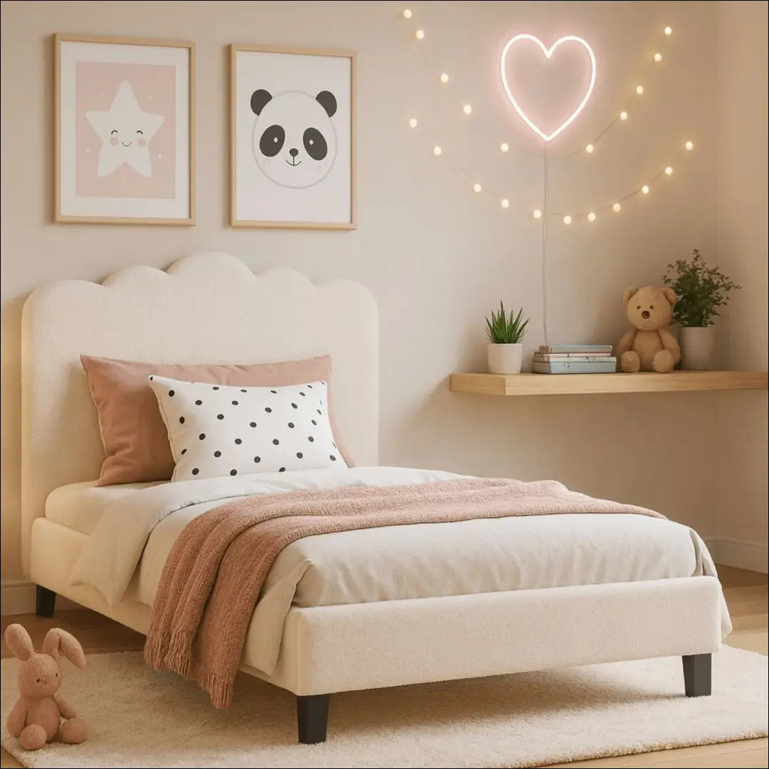 Lova su buklė audinio audiniu kreminės spalvos 120x200 TE960 - €268 Save 15% __label:Pristatymas 5-14 d.d., elite,