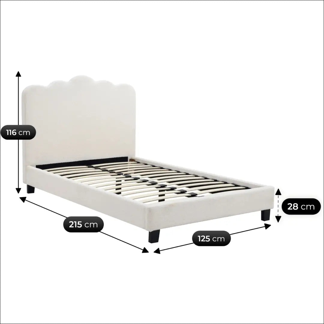 Lova su buklė audinio audiniu kreminės spalvos 120x200 TE960 - €268 Save 15% __label:Pristatymas 5-14 d.d., elite,