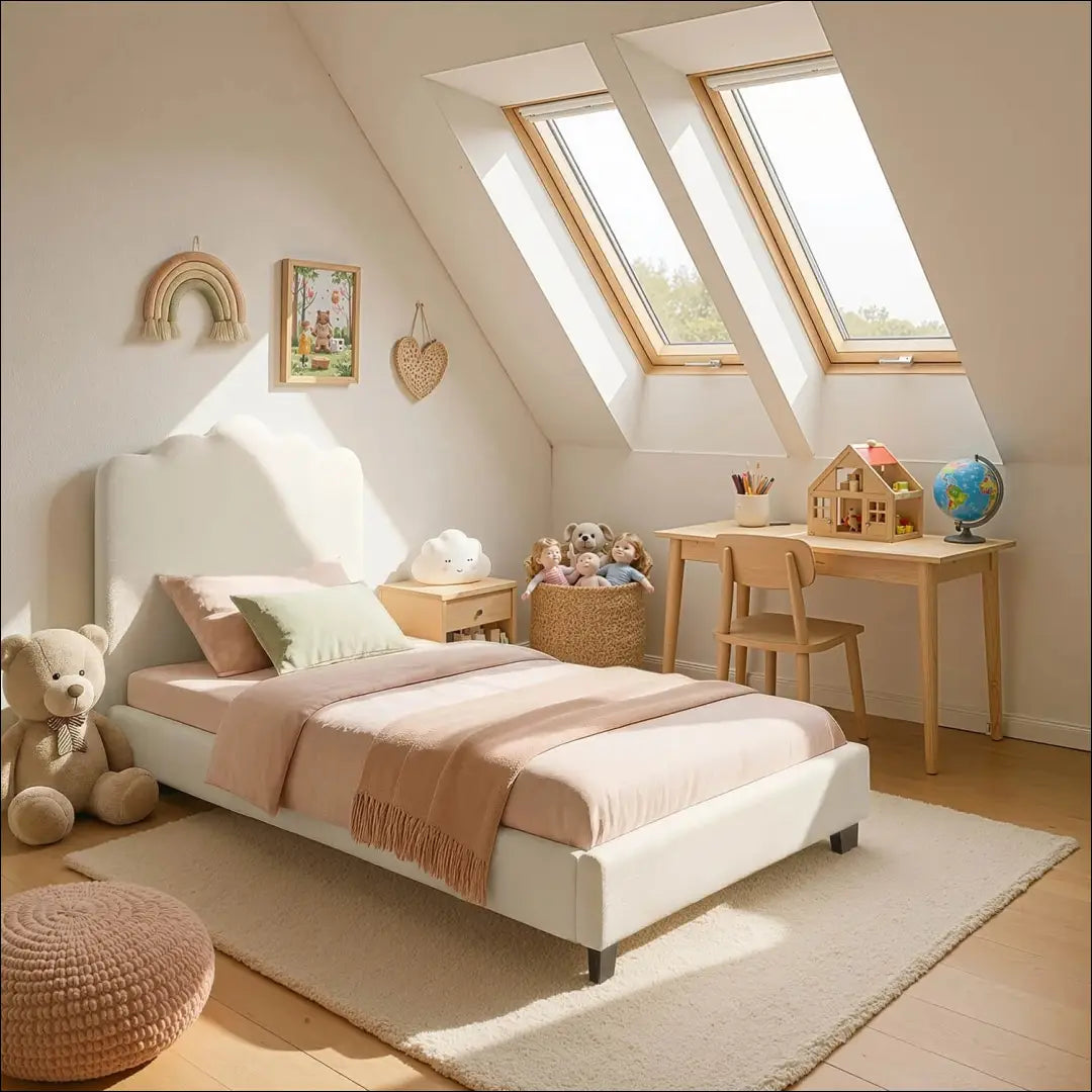 Lova su buklė audinio audiniu kreminės spalvos 90x200 TE954 - €207 Save 15% __label:Pristatymas 5-14 d.d., elite,