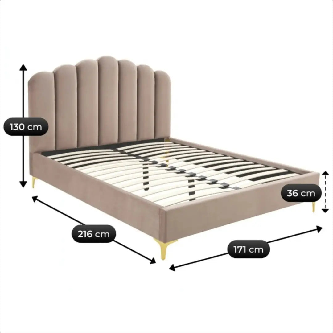 Lova su buklė audinio audiniu veliūro smėlio spalvos / kreminės 160x200 TE951 - €301 Save 15% __label:Pristatymas 5-14