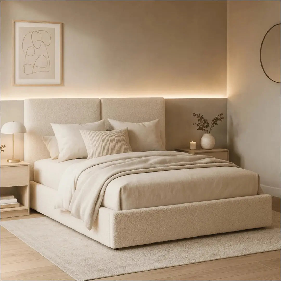 Lova su patalynės dėže buklė audinio audiniu kreminės spalvos 140x200 TE979 - €340 Save 15% __label:Pristatymas 5-14