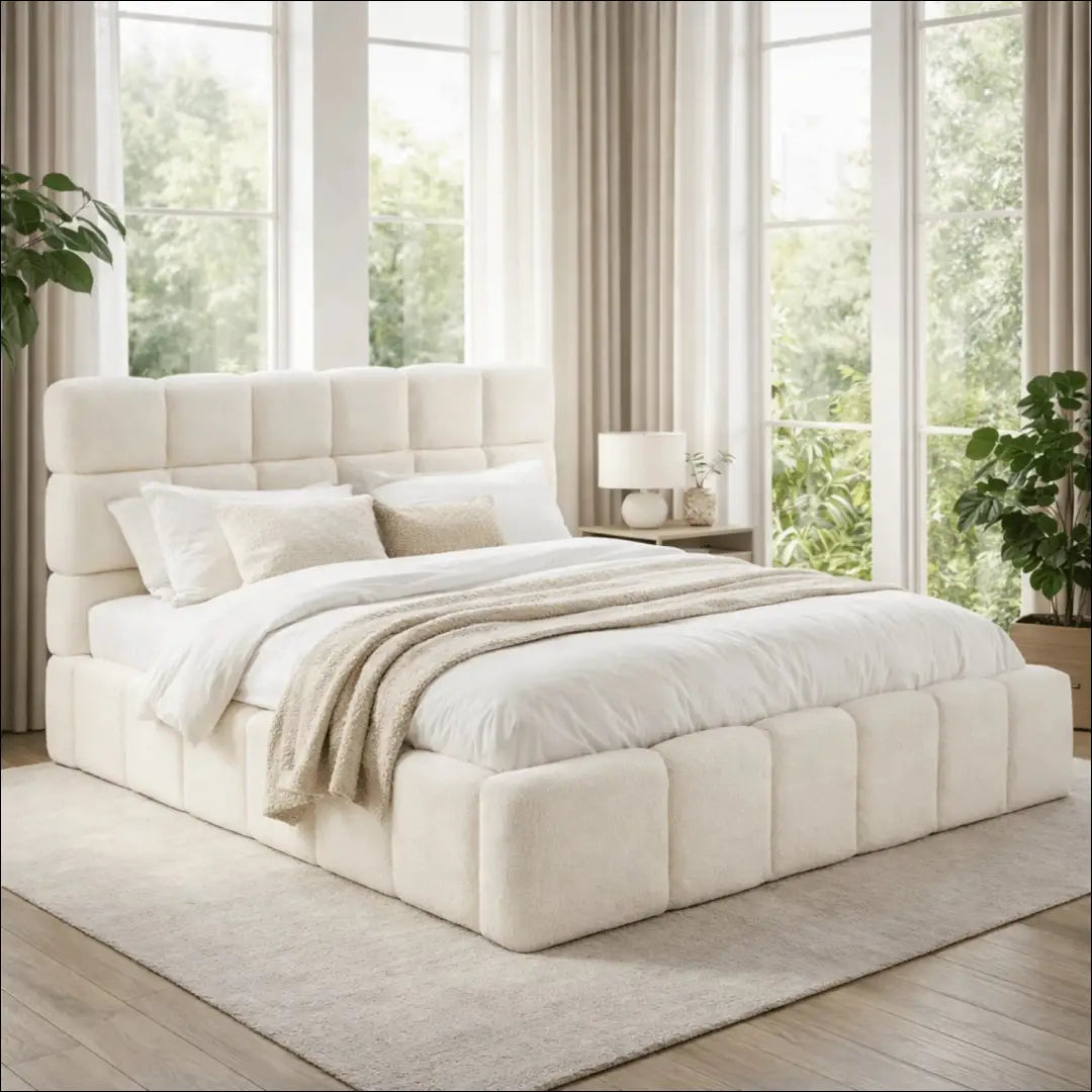 Lova su patalynės dėže buklė audinio audiniu kreminės spalvos 160x200 TE965 - €635 Save 15% __label:Pristatymas 5-14
