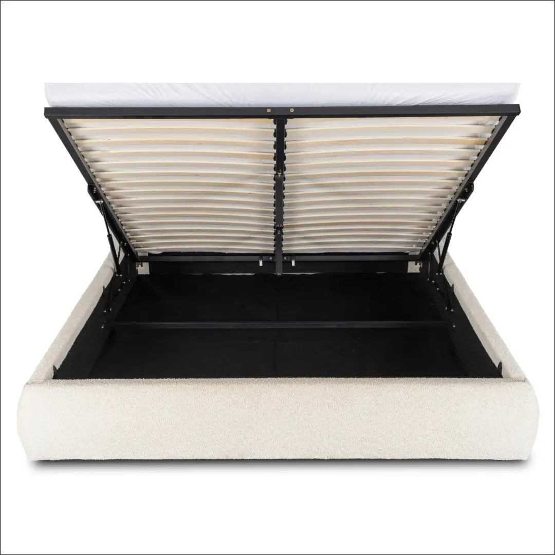 Lova su patalynės dėže buklė audinio audiniu kreminės spalvos 160x200 TE857 - €416 Save 15% __label:Pristatymas 5-14