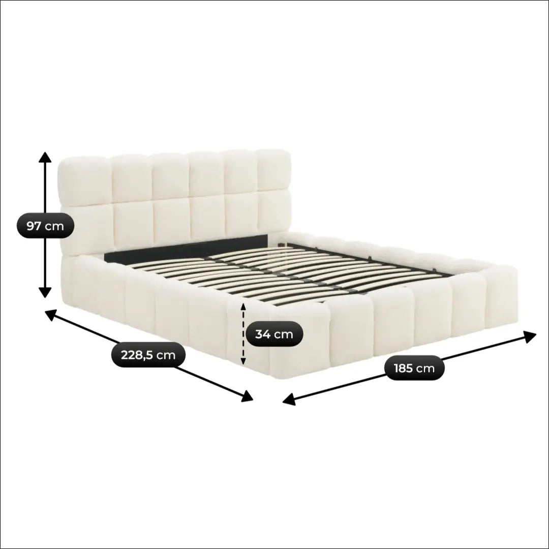Lova su patalynės dėže buklė audinio audiniu kreminės spalvos 160x200 TE965 - €635 Save 15% __label:Pristatymas 5-14