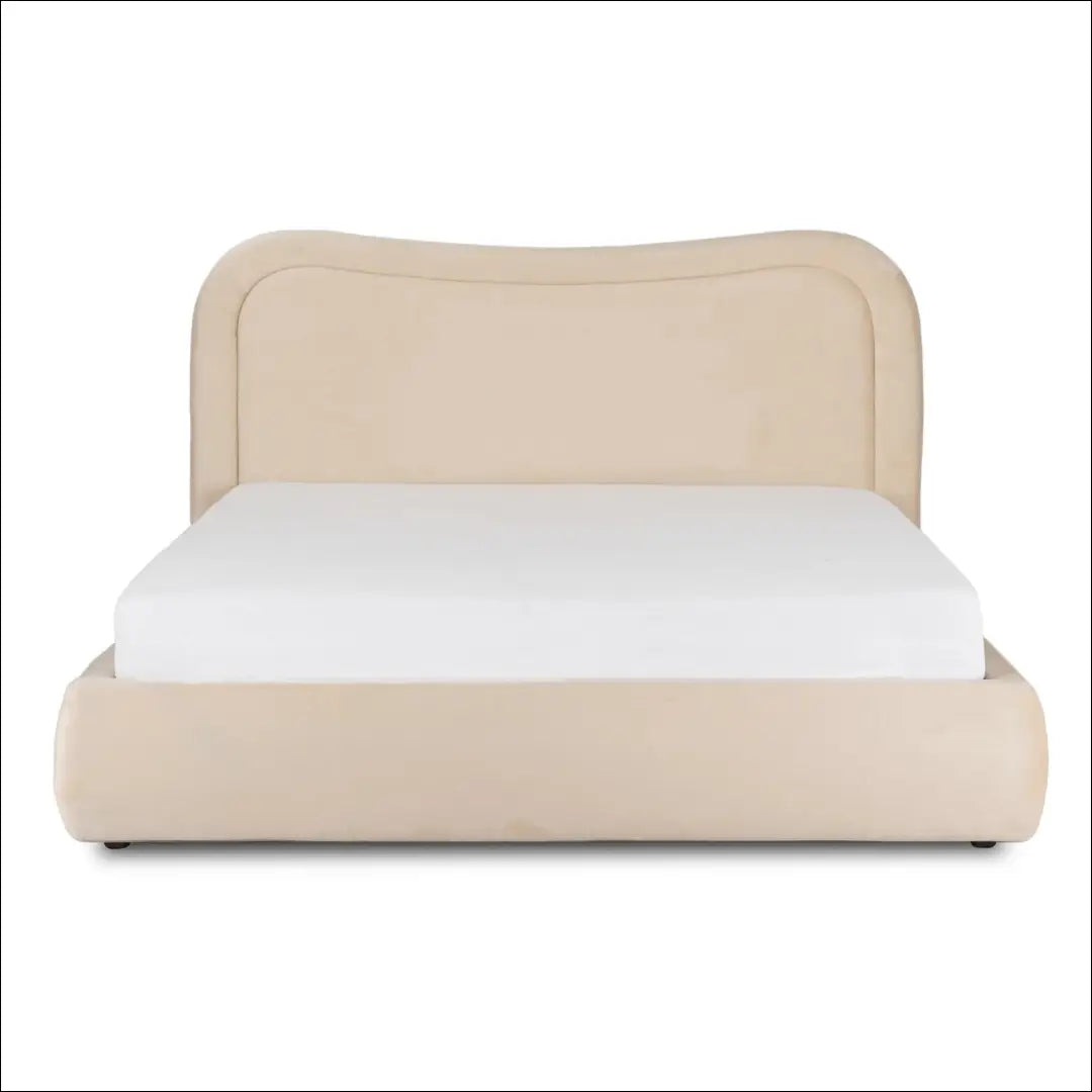 Lova su patalynės dėže buklė audinio audiniu veliūro kreminės spalvos 160x200 TE905 - €334 Save 15% __label:Pristatymas