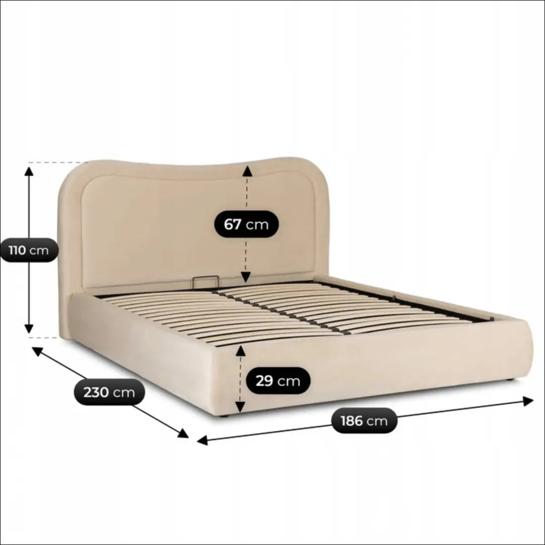 Lova su patalynės dėže buklė audinio audiniu veliūro kreminės spalvos 160x200 TE905 - €334 Save 15% __label:Pristatymas