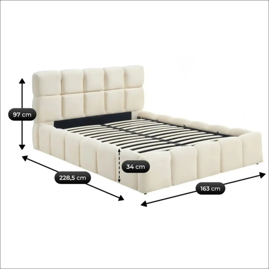 Lova su patalynės dėže buklė audinio audiniu veliūro kreminės spalvos 140x200 TE962 - €443 Save 15% __label:Pristatymas