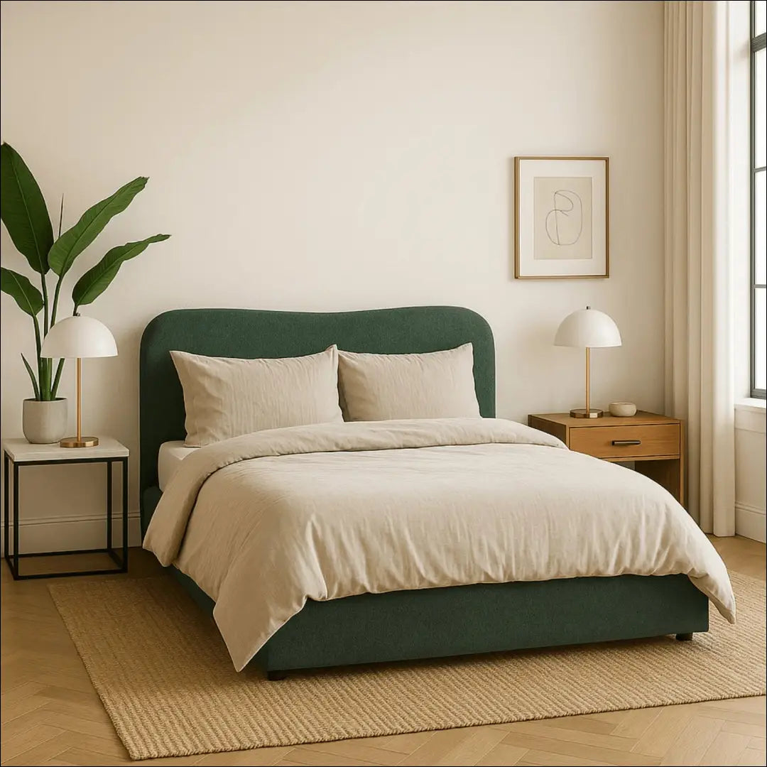 Lova su patalynės dėže buklė audinio audiniu žalios spalvos 160x200 TE846 - €416 Save 15% __label:Pristatymas 5-14