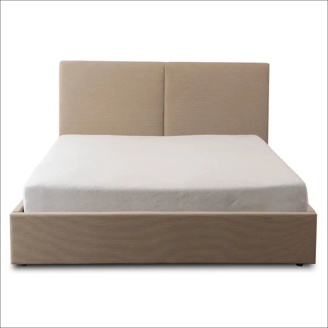 Lova su patalynės dėže korduro audiniu smėlio spalvos 140x200 TE1027 - €350 Save 15% __label:Pristatymas 5-14 d.d.,