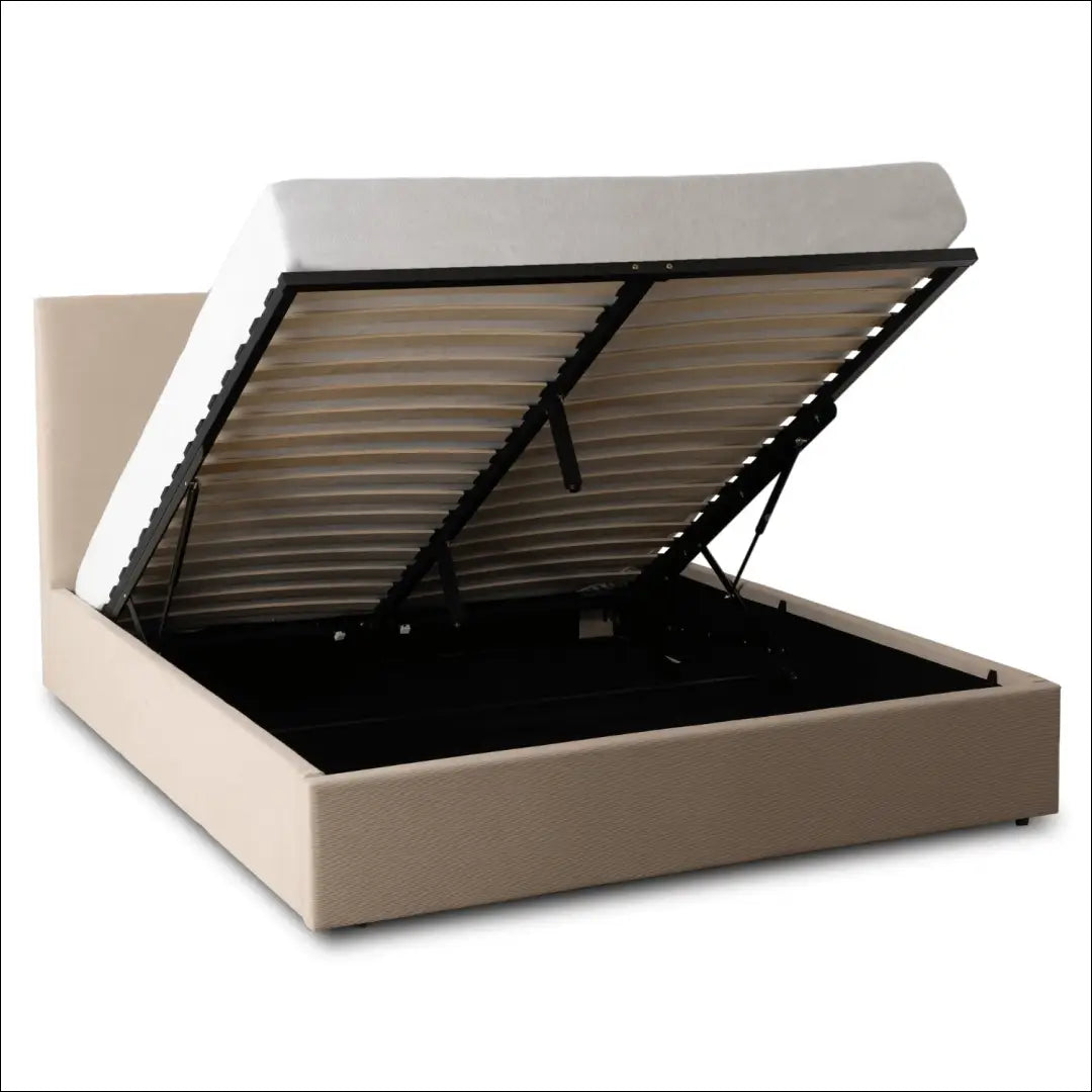 Lova su patalynės dėže korduro audiniu smėlio spalvos 140x200 TE1027 - €350 Save 15% __label:Pristatymas 5-14 d.d.,
