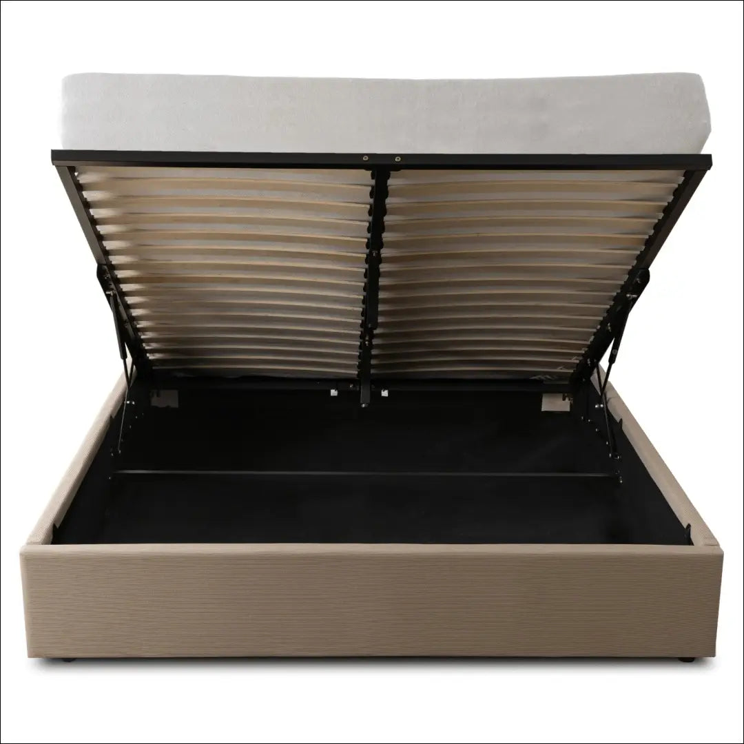 Lova su patalynės dėže korduro audiniu smėlio spalvos 140x200 TE1027 - €350 Save 15% __label:Pristatymas 5-14 d.d.,