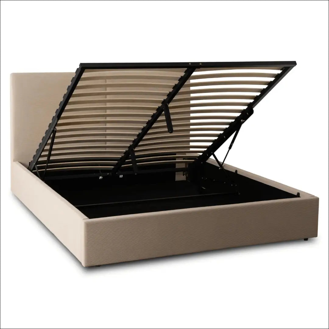 Lova su patalynės dėže korduro audiniu smėlio spalvos 140x200 TE1027 - €350 Save 15% __label:Pristatymas 5-14 d.d.,