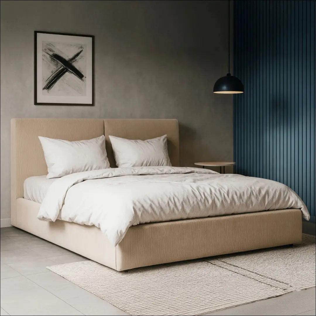 Lova su patalynės dėže korduro audiniu smėlio spalvos 160x200 TE1025 - €389 Save 15% __label:Pristatymas 5-14 d.d.,