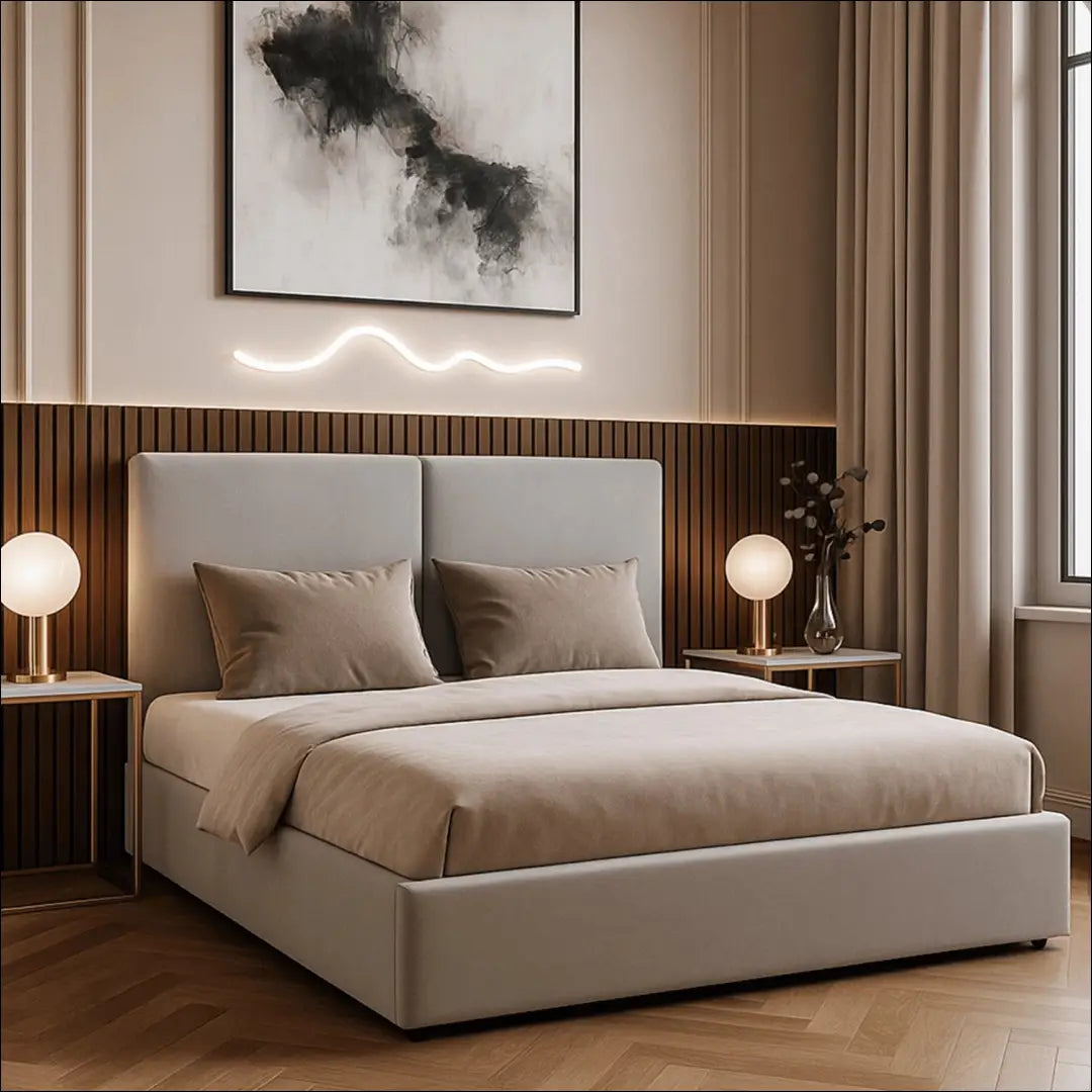 Lova su patalynės dėže veliūro audiniu pilkos spalvos 140x200 TE985 - €327 Save 15% __label:Pristatymas 5-14 d.d.,