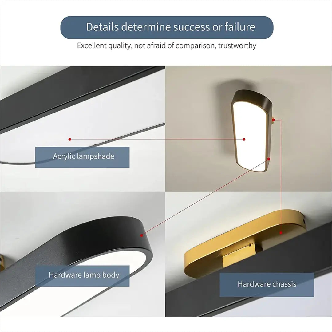 Lubinis LED šviestuvas DI10470 - €57 Save 55% 50-100, __label:Pristatymas 1-2 d.d., color-auksine, color-juoda,