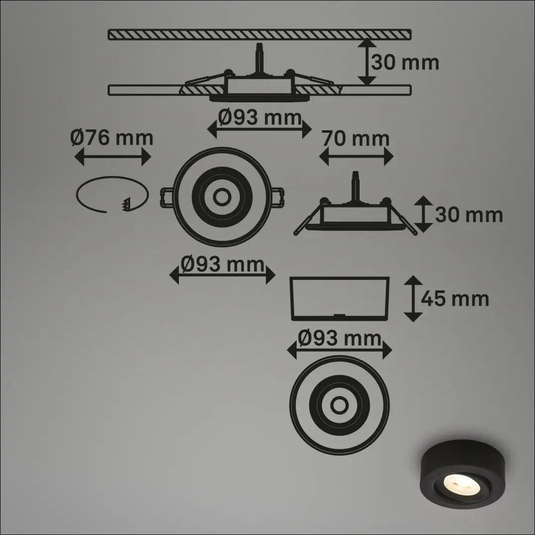 Lubinis LED šviestuvas DI12368 - €14 Save 50% __label:Pristatymas 1-2 d.d., color-juoda, interjeras,