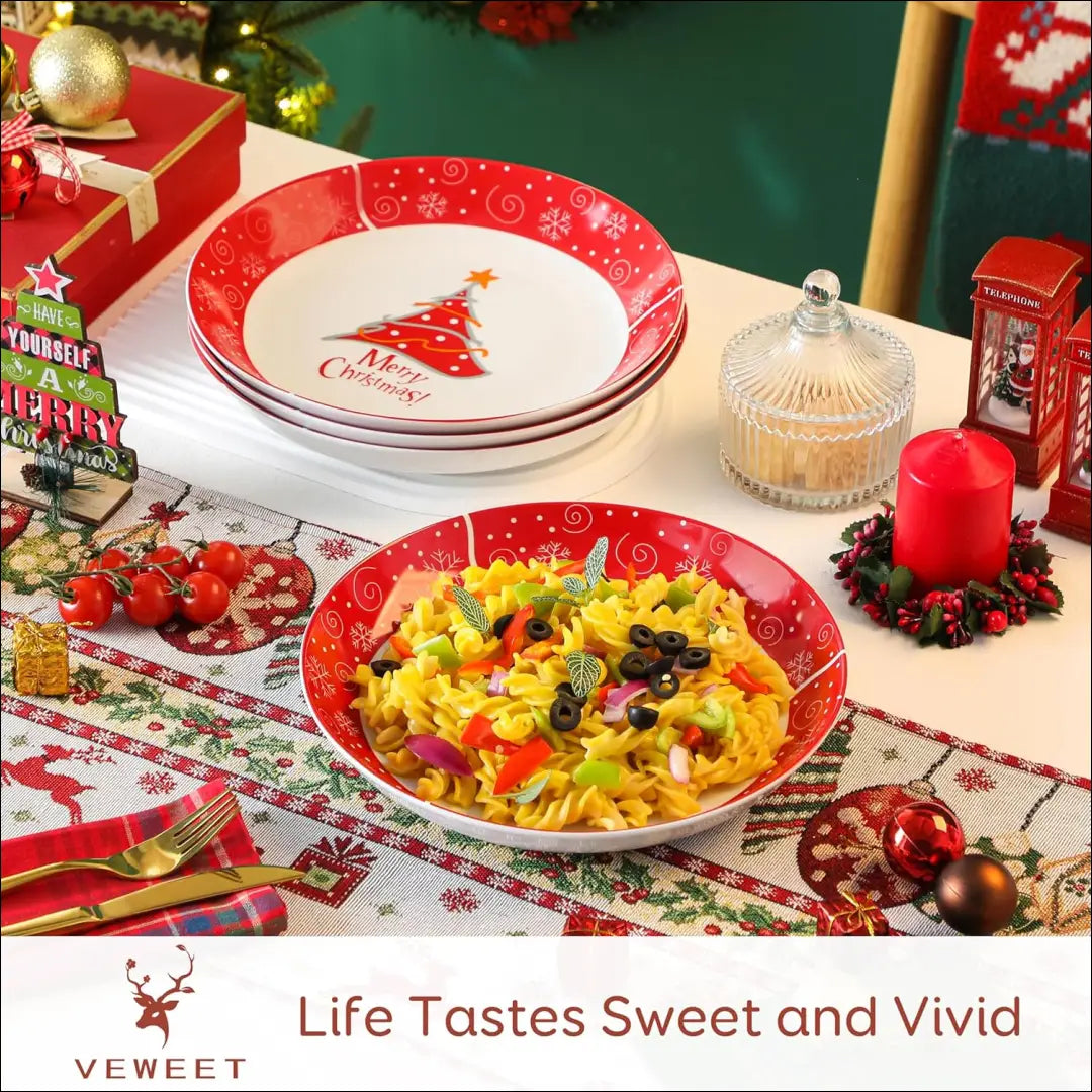 Makaronų lėkščių komplektas (4vnt) DI10761 - €19 Save 60% __label:Pristatymas 1-2 d.d., color-balta, color-raudona,