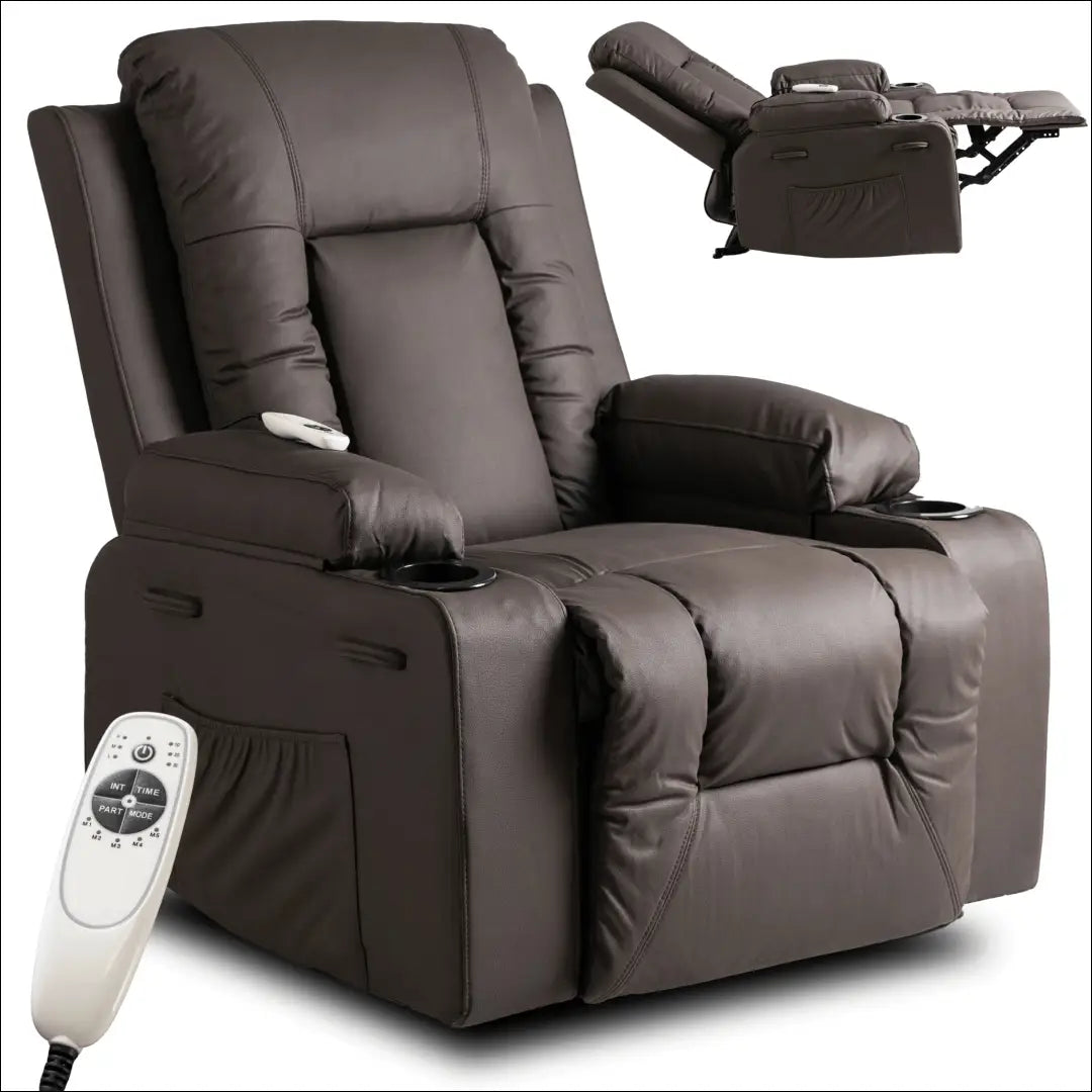 Masažinis krėslas tamsiai ruda eko oda TE1302 - €324.51 Save 15% __label:Pristatymas 5-14 d.d., Newelite Naujausi