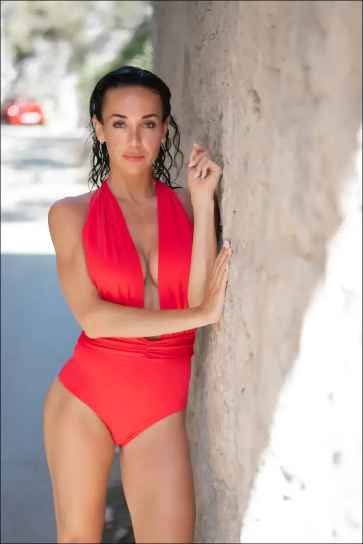 Maudymosi kostiumėlis DR075 - €90 Save 50% 50-100, __label:Pristatymas 1-2 d.d., color-raudona, drabuziai, tekstile €50