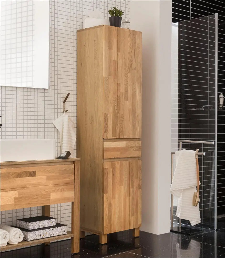 Medinė vonios spintelė KI1564 - €255 Save 50% __label:Pristatymas 1-2 d.d., color-ruda, material-medzio-masyvas,