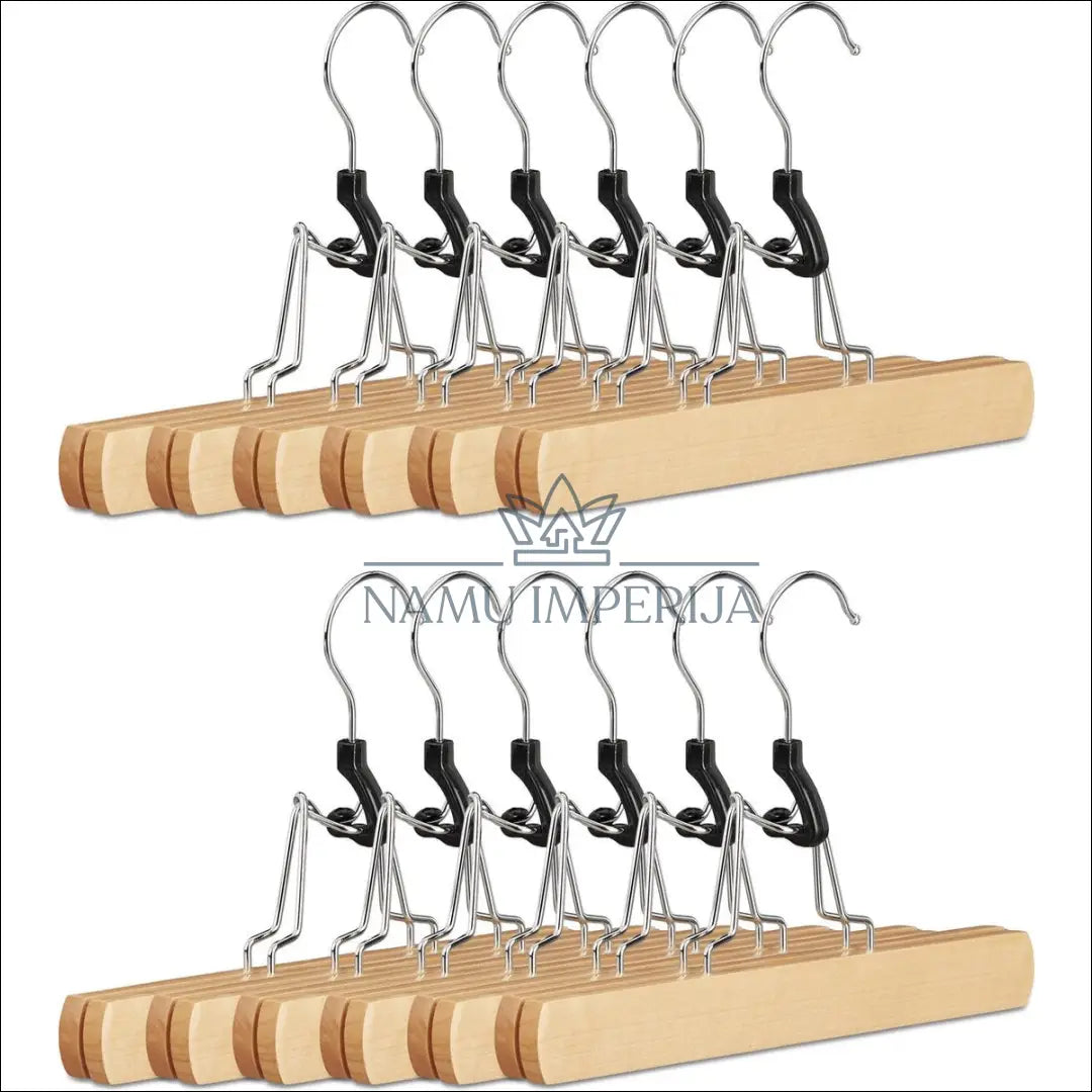 Medinės kelnių pakabos – 12 vnt. DA0202 - €14 Save 50% __label:Pristatymas 1-2 d.d., pakabos, under-25 Iki €25 | Namų