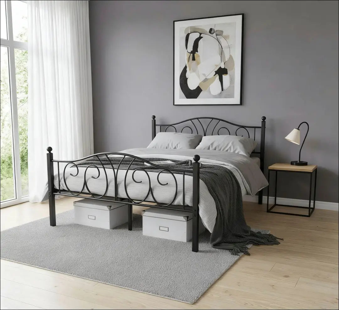 Metalinė lova (140x200cm) GI891 - €140 Save 50% 100-200, __label:Pristatymas 1-2 d.d., color-juoda, lovos-miegamojo,