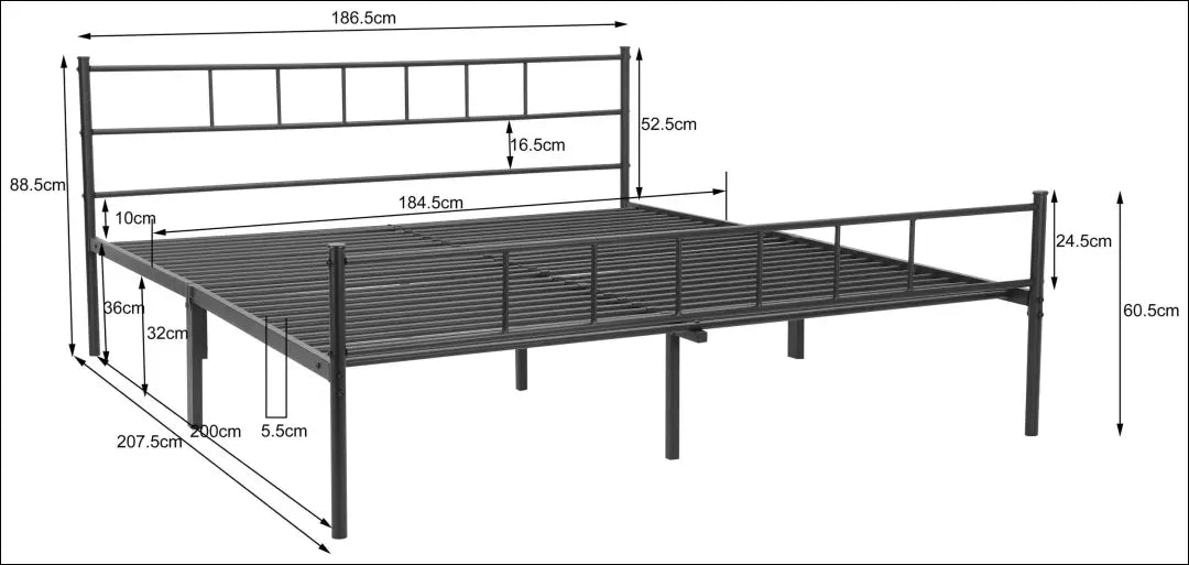 Metalinė lova (180x200cm) GI875 - €130 Save 50% 100-200, __label:Pristatymas 1-2 d.d., color-juoda, lovos-miegamojo,