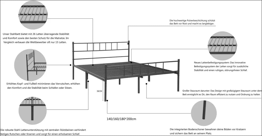 Metalinė lova (180x200cm) GI875 - €130 Save 50% 100-200, __label:Pristatymas 1-2 d.d., color-juoda, lovos-miegamojo,