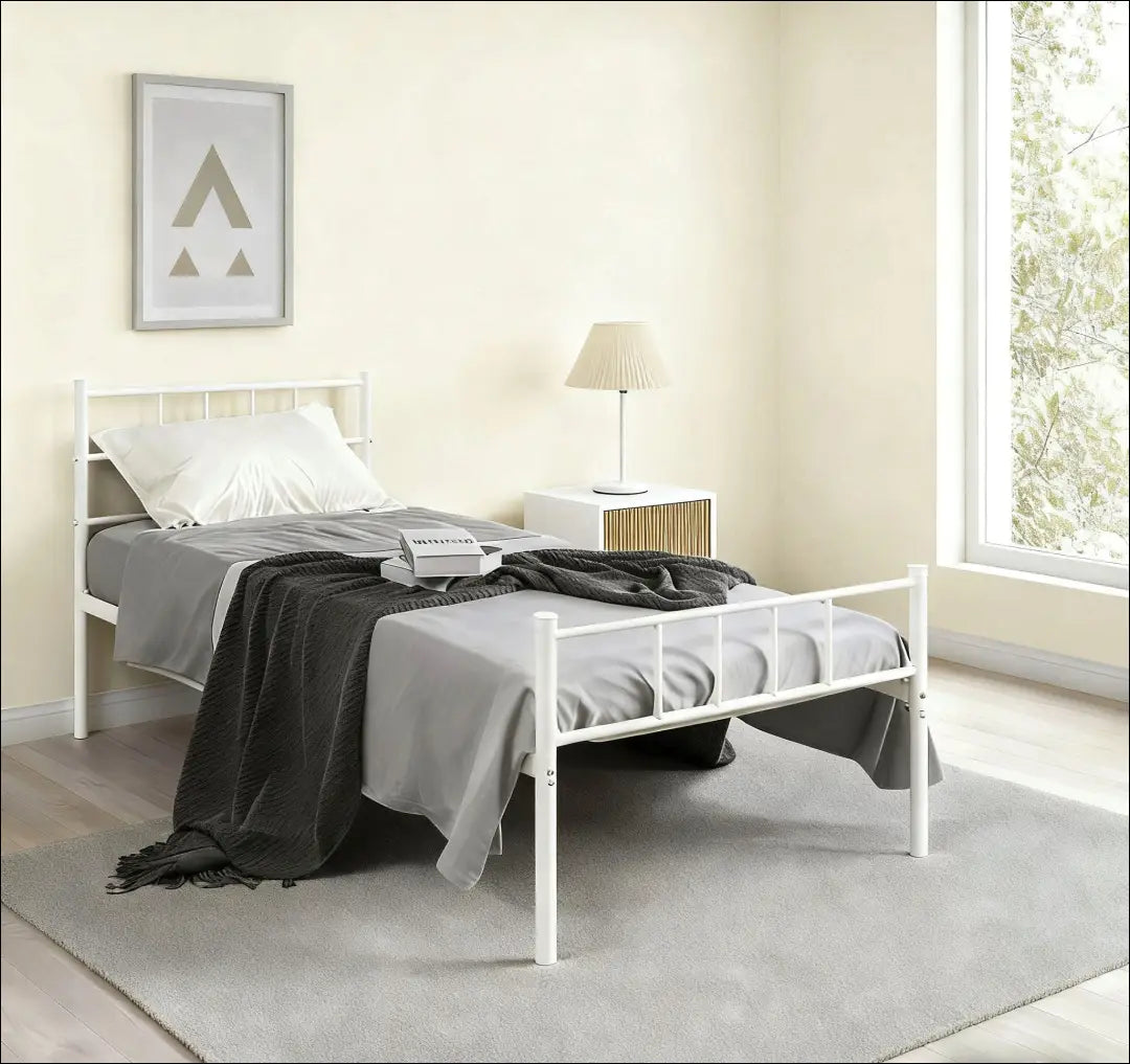 Metalinė lova (90x200cm) GI876 - €80 Save 50% 50-100, __label:Pristatymas 1-2 d.d., color-balta, lovos-miegamojo,