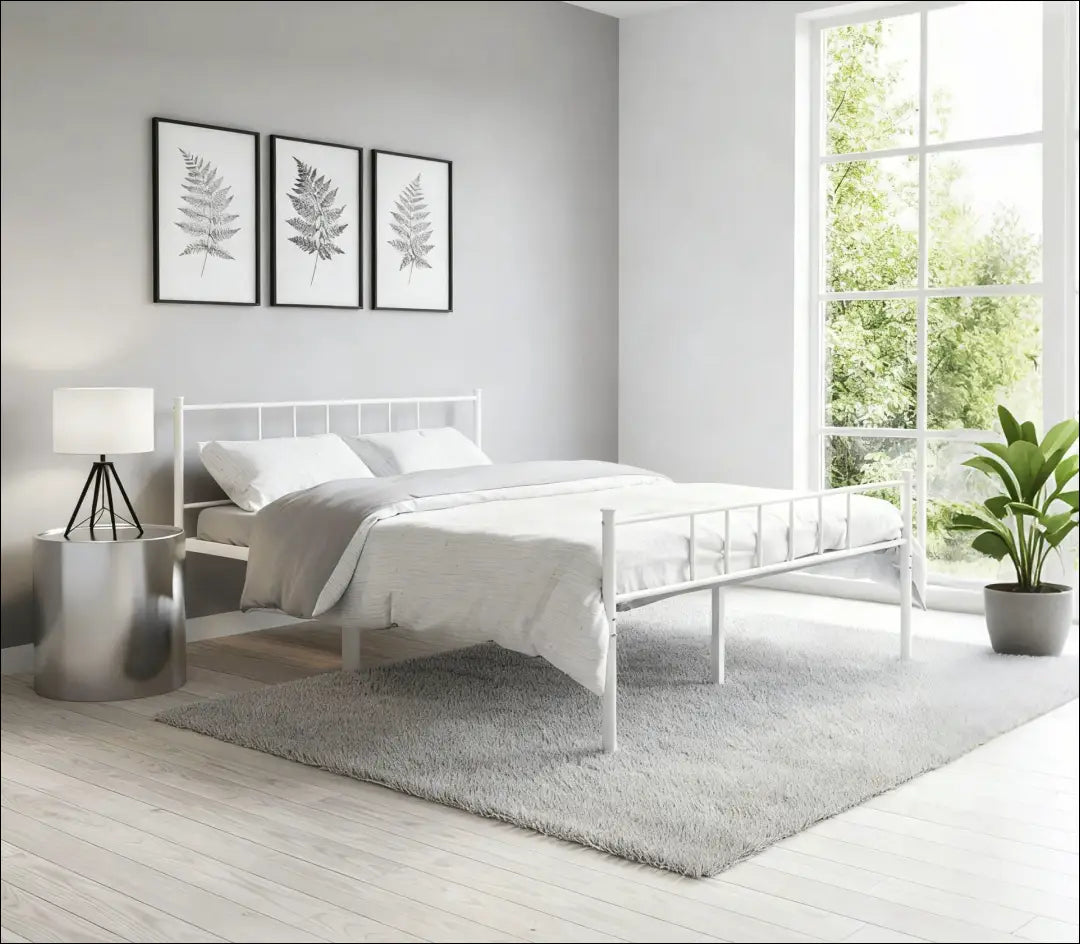 Metalinė miegamojo lova (180x200cm) GI927 - €130 Save 50% 100-200, __label:Pristatymas 1-2 d.d., color-balta,