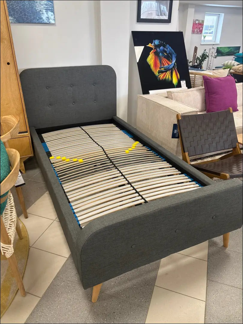Miegamojo lova (100x200cm) GI718 - €160 Save 50% 100-200, __label:Pristatymas 1-2 d.d., color-pilka, lovos-miegamojo,