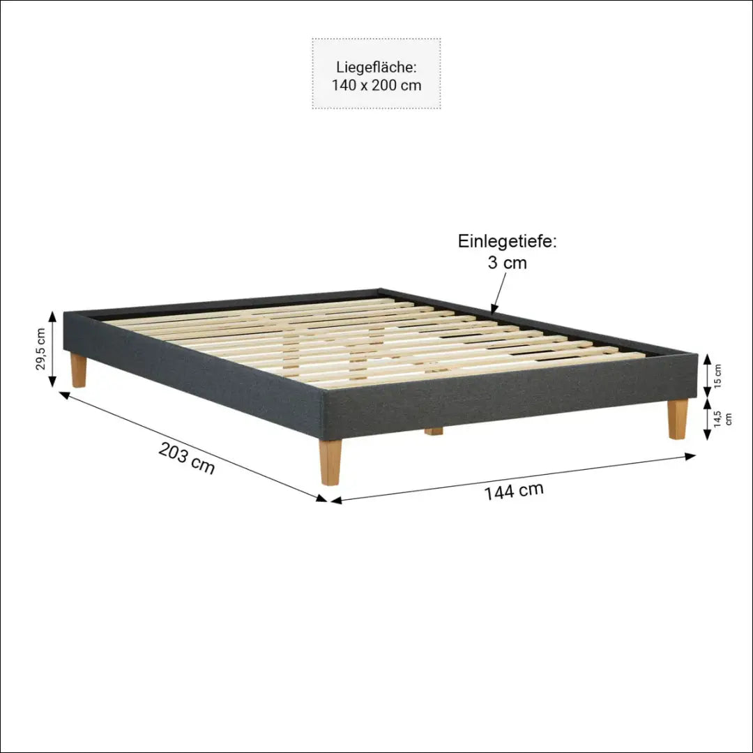 Miegamojo lova (140x200cm) GI623 - €113 Save 50% 100-200, __label:Pristatymas 1-2 d.d., color-pilka, lovos-miegamojo,