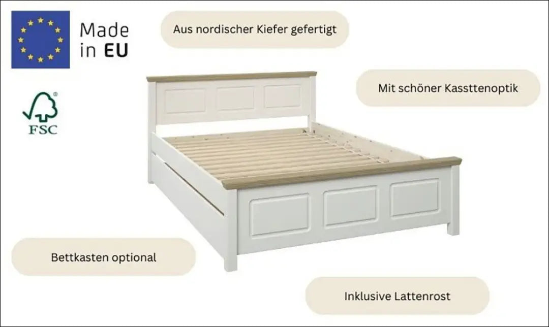 Miegamojo lova (140x200cm) GI724 - €195 Save 50% 100-200, __label:Pristatymas 1-2 d.d., color-balta, color-ruda,