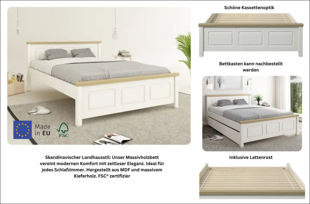 Miegamojo lova (140x200cm) GI724 - €195 Save 50% 100-200, __label:Pristatymas 1-2 d.d., color-balta, color-ruda,