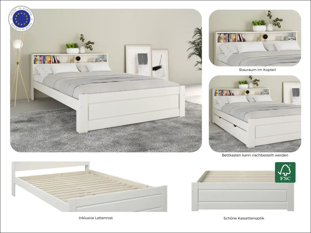 Miegamojo lova (140x200cm) GI755 - €189 Save 50% 100-200, __label:Pristatymas 1-2 d.d., color-balta, lovos-miegamojo,