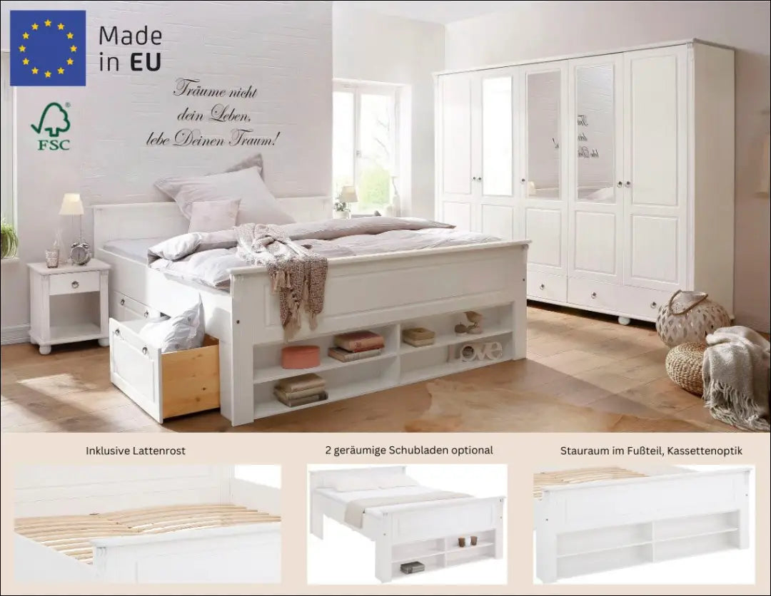 Miegamojo lova (140x200cm) GI840 - €245 Save 50% __label:Pristatymas 1-2 d.d., color-balta, lovos-miegamojo,