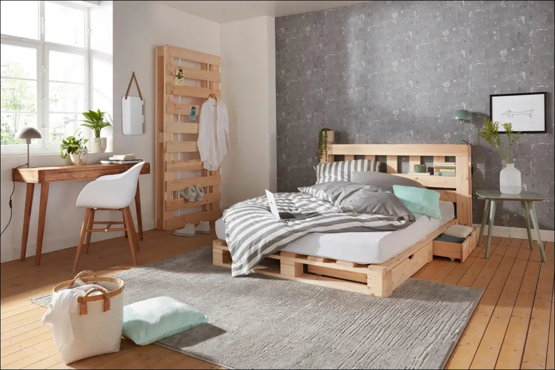 Miegamojo lova (140x200cm) GI967 - €140 Save 50% 100-200, __label:Pristatymas 1-2 d.d., color-ruda, lovos-miegamojo,
