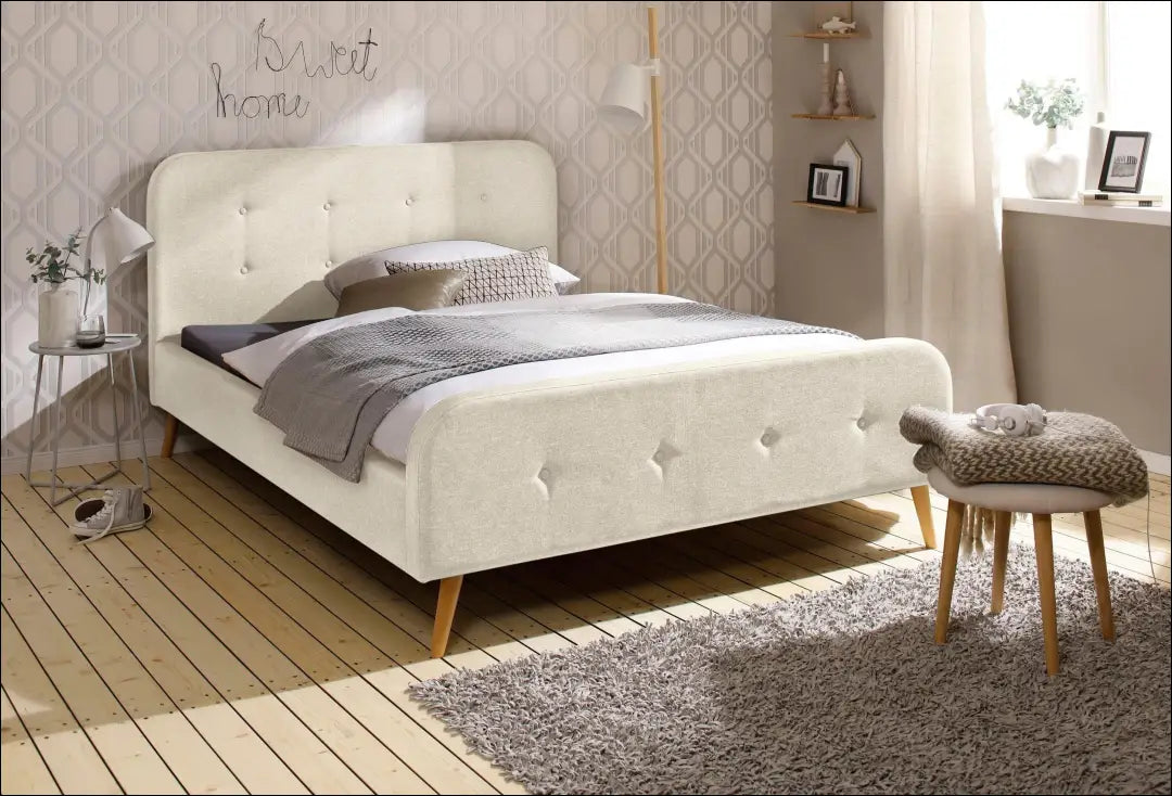 Miegamojo lova (140x200cm) GI975 - €190 Save 50% 100-200, __label:Pristatymas 1-2 d.d., color-kremas, lovos-miegamojo,