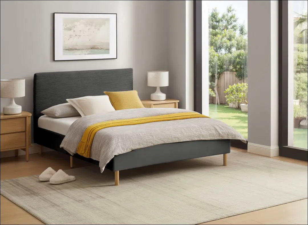 Miegamojo lova (140x200cm) GI976 - €185 Save 50% __label:Pristatymas 1-2 d.d., color-pilka, lovos-miegamojo,