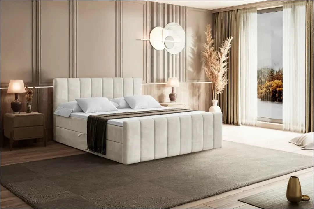 Miegamojo lova (160x200cm) GI903 - €735 Save 30% __label:Pristatymas 1-2 d.d., color-kremas, lovos-miegamojo,