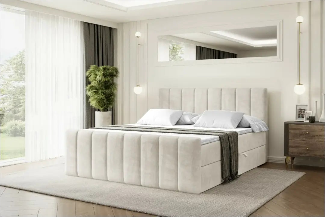Miegamojo lova (160x200cm) GI903 - €735 Save 30% __label:Pristatymas 1-2 d.d., color-kremas, lovos-miegamojo,